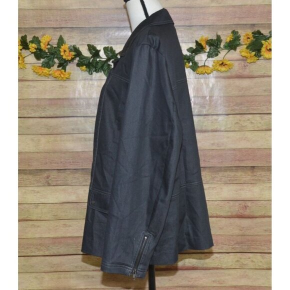 Ladies Studio V Lightweight Gray Chambray Jacket Snap Front Stretch Plus Size 2X - Picture 4 of 9